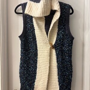 Elegant Navy and Cream Women's Sweater Vest